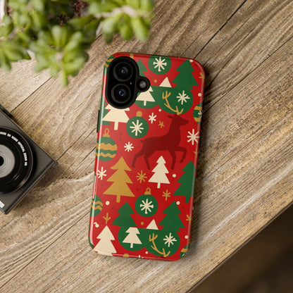 Vibrant Red Christmas Phone Case with Festive 3D Design for Stylish Protection Compatible with iPhone 13, 14, 15 & 16 – all models including Pro, Pro Max & Plus