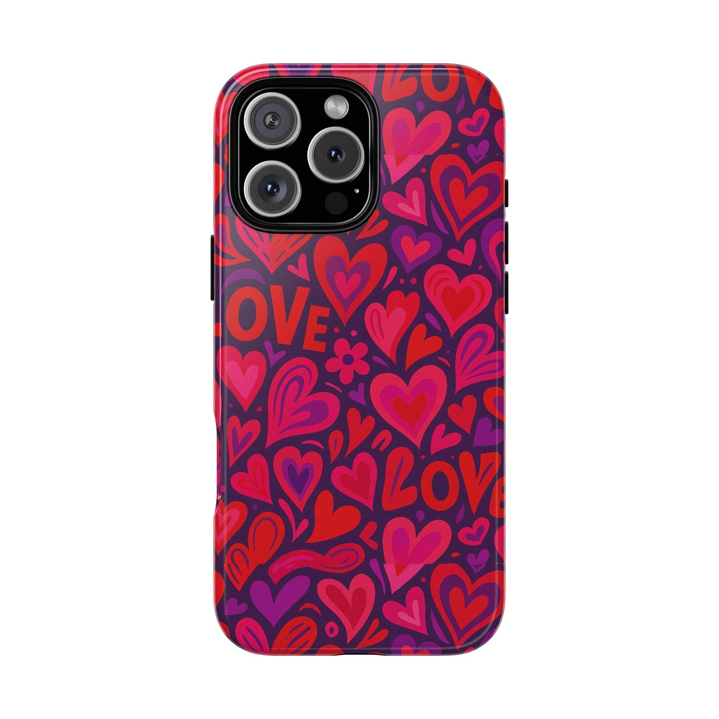 multicolour 3d heart pattern protective phone case for smartphones – vibrant design for stylish protection, compatible with iphone 13, 14, 15 & 16 – all models including pro, pro max & plus