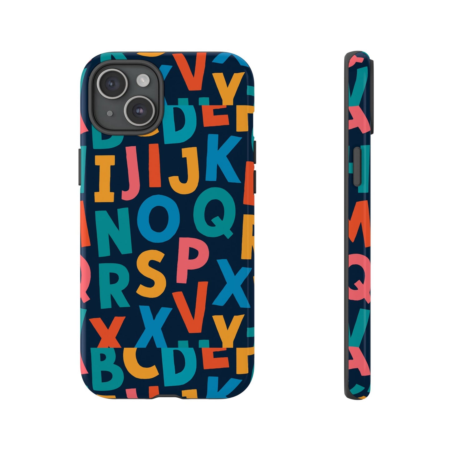 multicolour 3d letter print protective phone case for creative style and individuality compatible with iphone 13, 14, 15 & 16 – all models including pro, pro max & plus