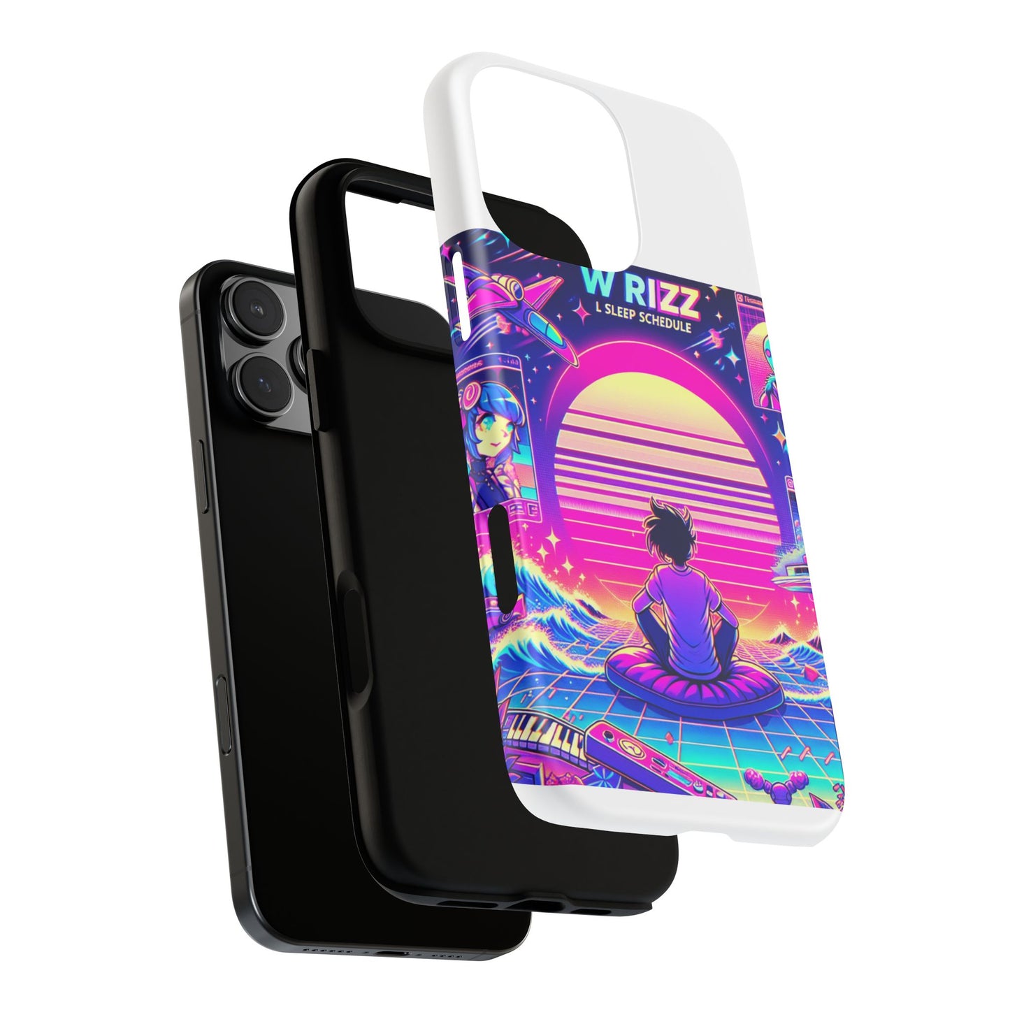 w rizz l sleep schedule protective phone case for anime lovers