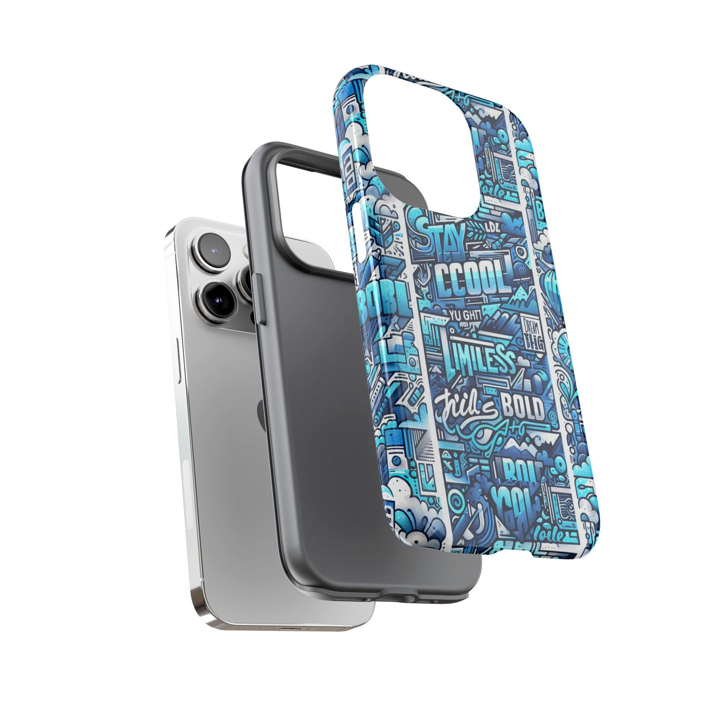 vibrant artistic 3d wrap phone case in blue for trendsetters – stylish protection compatible with iphone 13, 14, 15 & 16 – all models including pro, pro max & plus