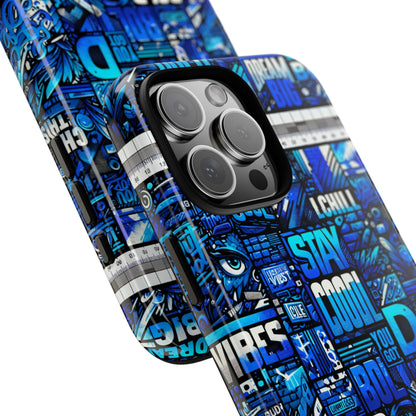 Vibrant 3D Wrap Protective Phone Case in Blue Typography Design for Unique Style – Stylish Protection Compatible with iPhone 13, 14, 15 & 16 – All Models Including Pro, Pro Max & Plus