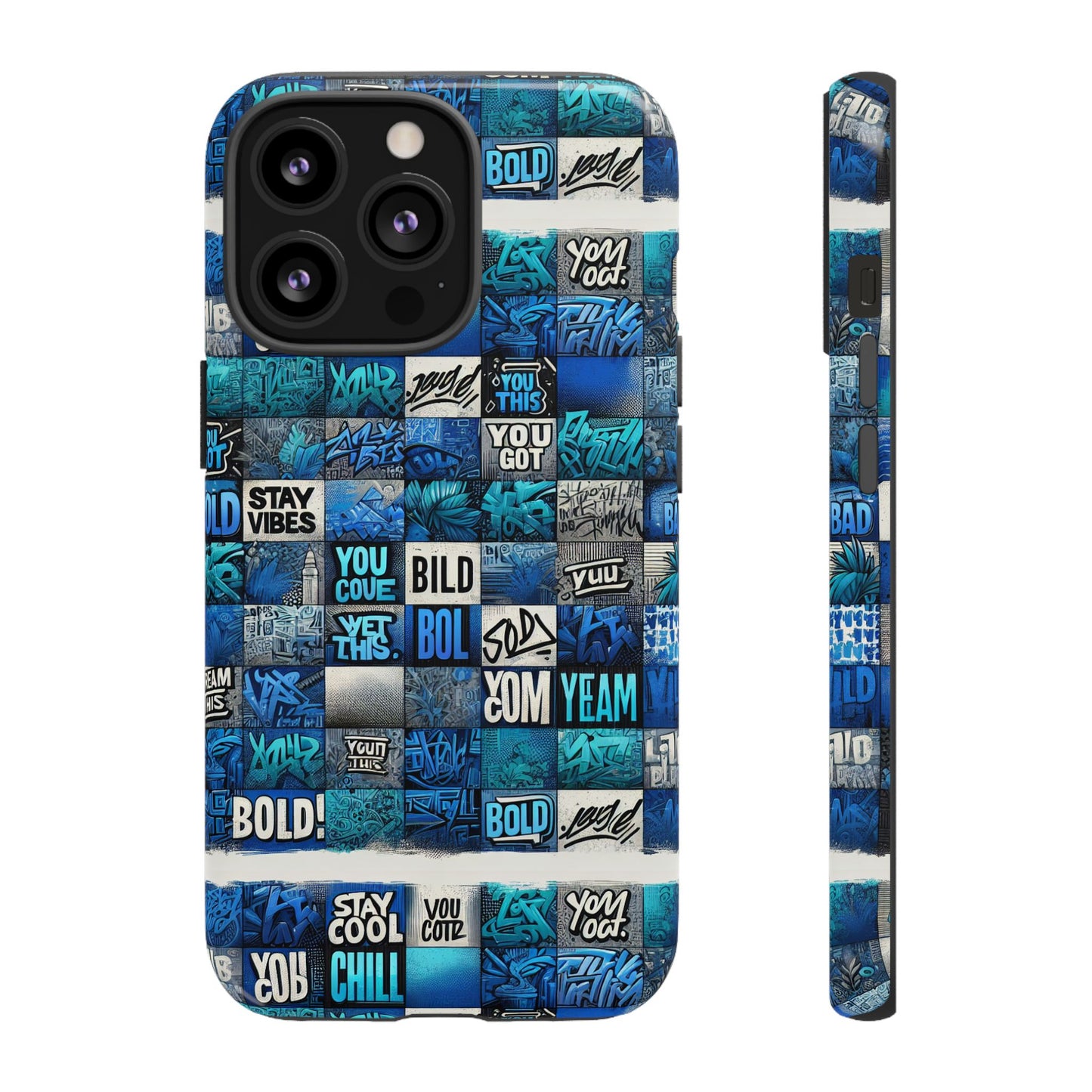 vibrant 3d graphic protective phone case with blue design – playful accessory for stylish protection compatible with iphone 13, 14, 15 & 16 – all models including pro, pro max & plus