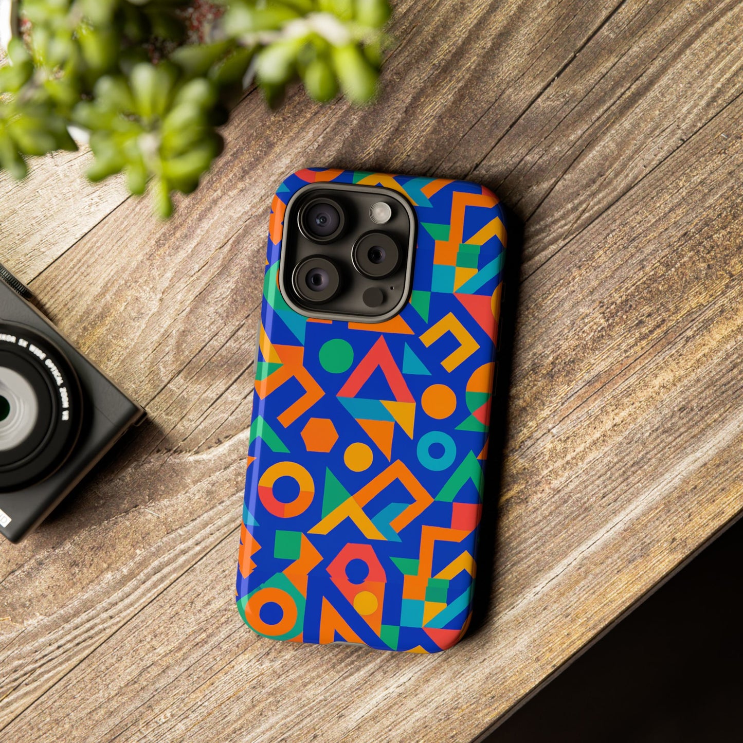 multicolour geometric 3d wrap protective phone case – vibrant accessory for creative individuals compatible with iphone 13, 14, 15 & 16 – all models including pro, pro max & plus