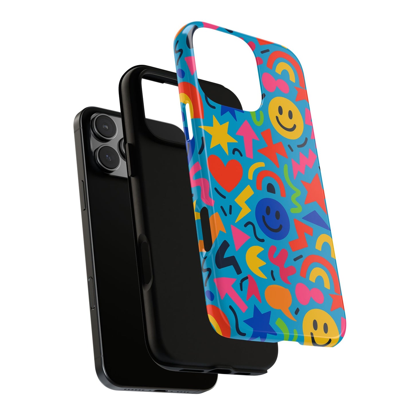 multicolour 3d wrap protective phone case for kids and teens with fun geometric design – stylish protection compatible with iphone 13, 14, 15 & 16 – all models including pro, pro max & plus