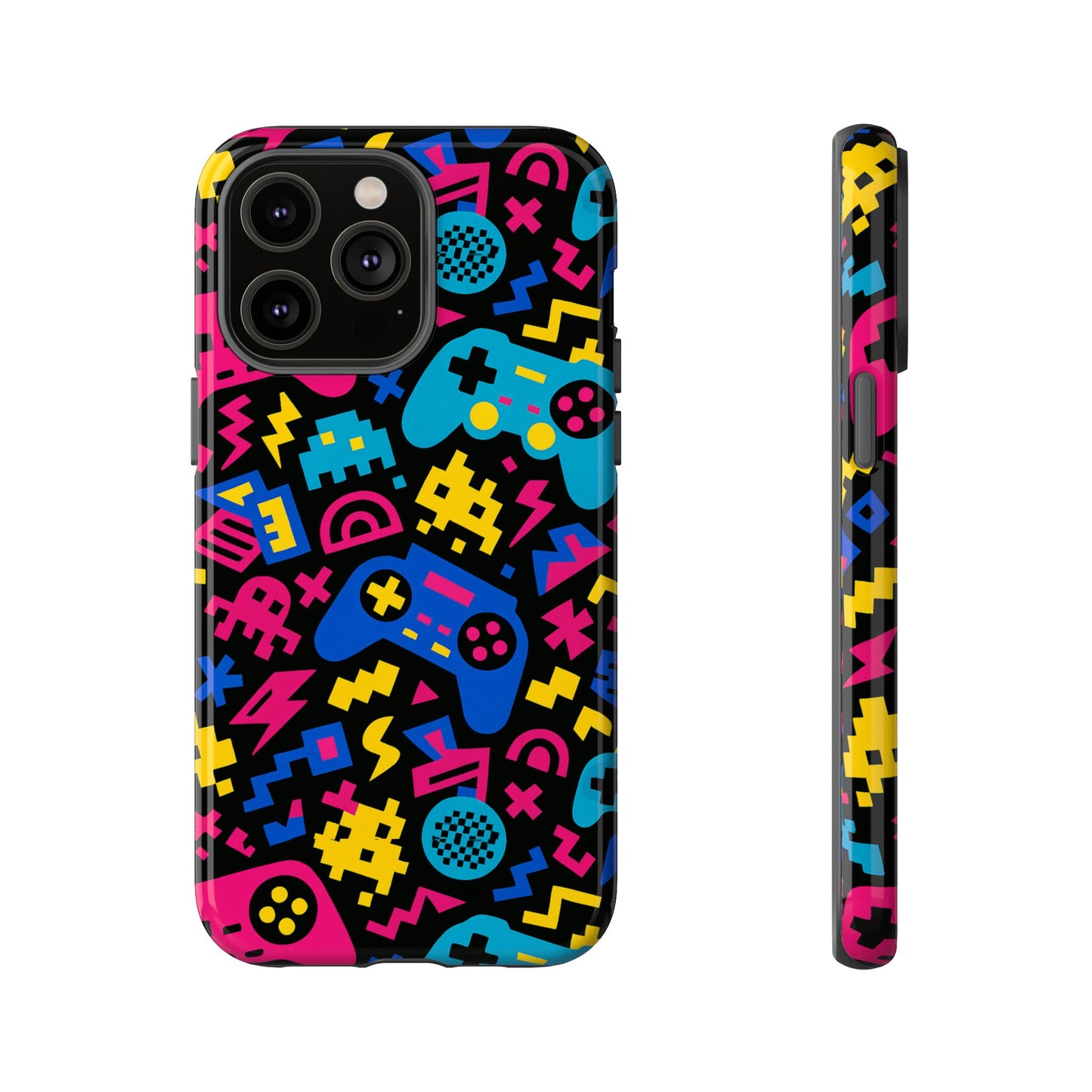 vibrant retro gaming phone case with 3d design for stylish protection compatible with iphone 13, 14, 15 & 16 – all models including pro, pro max & plus
