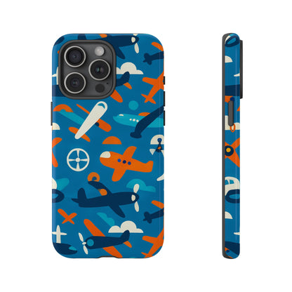 Vibrant 3D Airplane Print Phone Case in Blue – Fun Retro Design for Stylish Protection – Compatible with iPhone 13, 14, 15 & 16 – all models including Pro, Pro Max & Plus