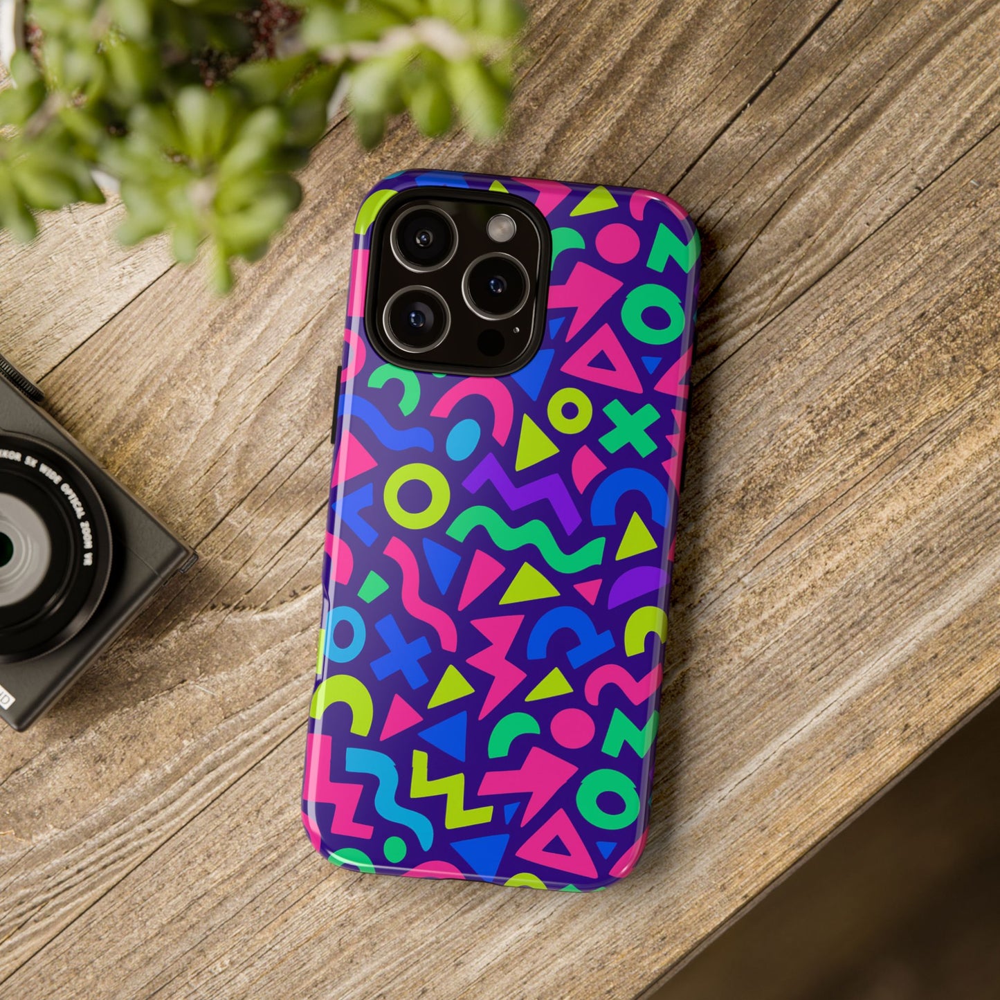 vibrant geometric 3d wrap protective phone case for men and women stylish accessory compatible with iphone 13, 14, 15 & 16 – all models including pro, pro max & plus