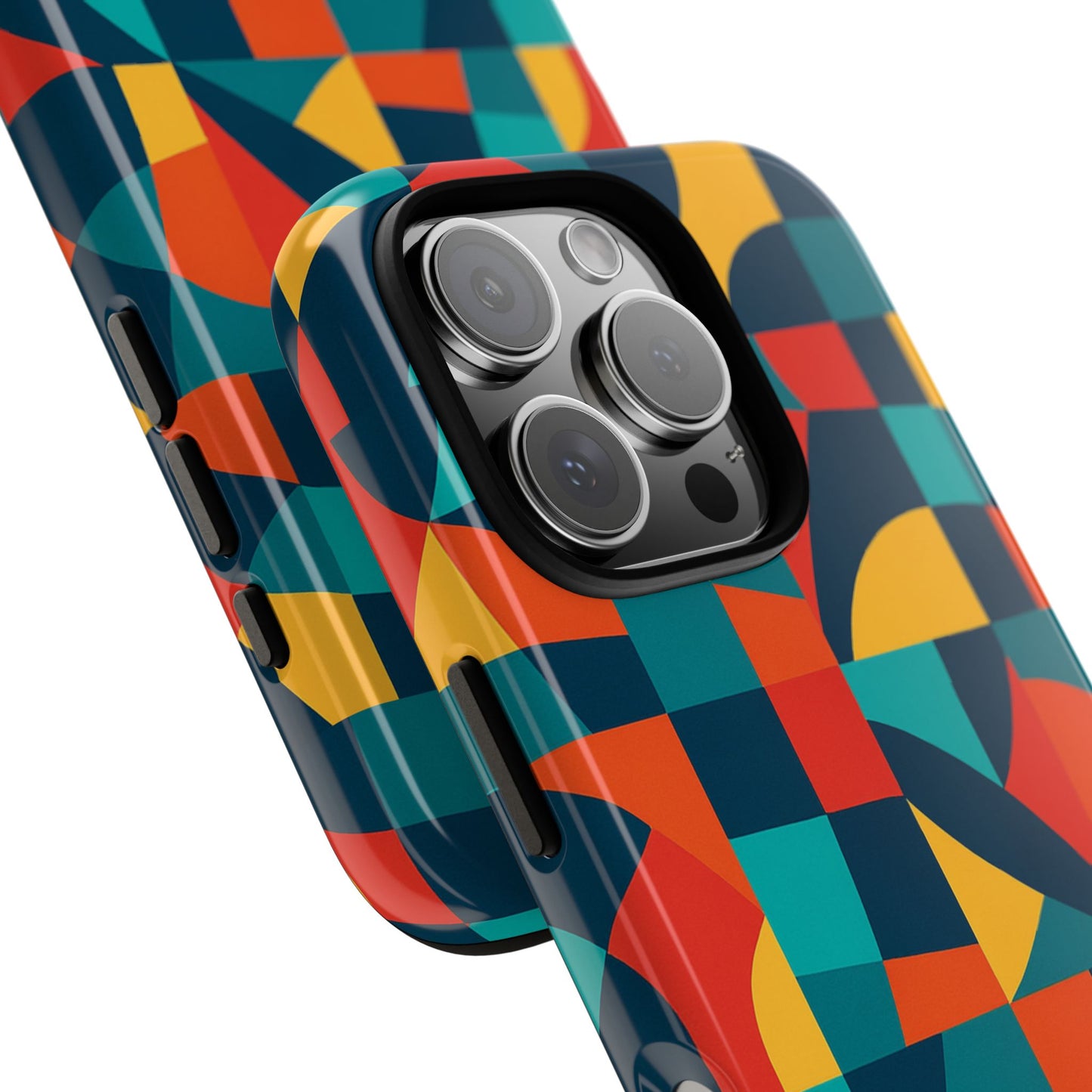 vibrant multicolour geometric 3d wrap phone case for stylish protection and unique expression compatible with iphone 13, 14, 15 & 16 – all models including pro, pro max & plus