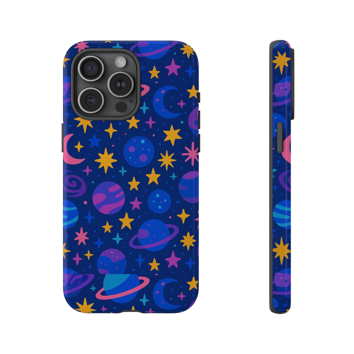 vibrant space theme protective phone case for unisex – colourful 3d design fashion accessory compatible with iphone 13, 14, 15 & 16 – all models including pro, pro max & plus