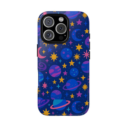 Vibrant Space Theme Protective Phone Case for Unisex – Colourful 3D Design Fashion Accessory Compatible with iPhone 13, 14, 15 & 16 – All Models Including Pro, Pro Max & Plus