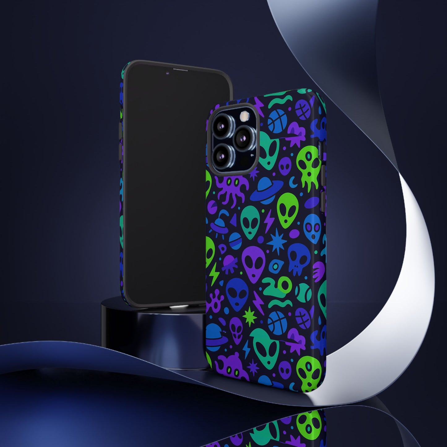 vibrant 3d alien and space design protective phone case for unisex smartphone accessories compatible with iphone 13, 14, 15 & 16 – all models including pro, pro max & plus