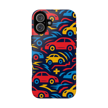 Multicolour Retro 3D Wrap Protective Phone Case with Vibrant Car Design for Stylish Protection Compatible with iPhone 13, 14, 15 & 16 – all models including Pro, Pro Max & Plus