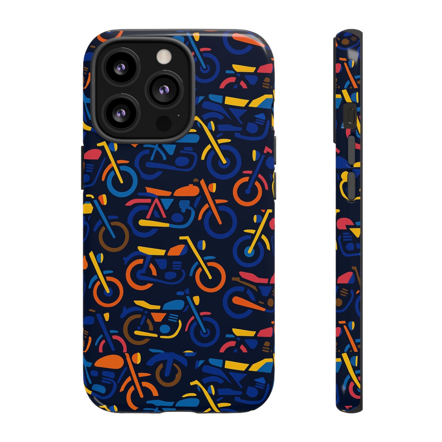 colourful 3d motorcycle print protective phone case for creative individuals – stylish protection compatible with iphone 13, 14, 15 & 16 – all models including pro, pro max & plus