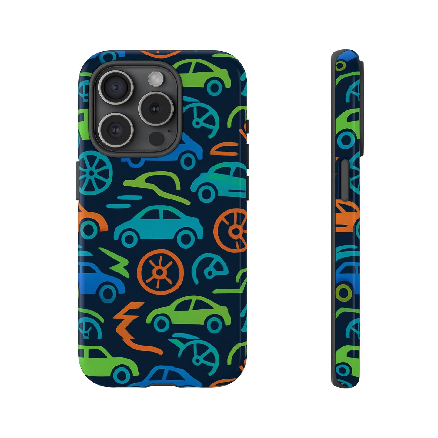 vibrant 3d car design protective phone case for kids and teens - playful multicolour style - stylish protection for everyday use - compatible with iphone 13, 14, 15 & 16 – all models including pro, pro max & plus
