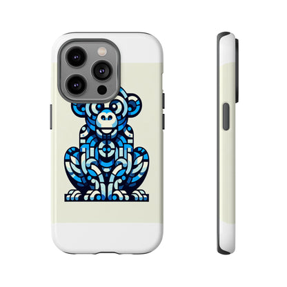 Vibrant Blue 3D Wrap Phone Case with Playful Monkey Design for Creative Individuals Compatible with iPhone 13, 14, 15 & 16 – all models including Pro, Pro Max & Plus