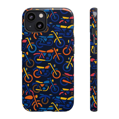 Colourful 3D Motorcycle Print Protective Phone Case for Creative Individuals – Stylish Protection Compatible with iPhone 13, 14, 15 & 16 – All Models Including Pro, Pro Max & Plus