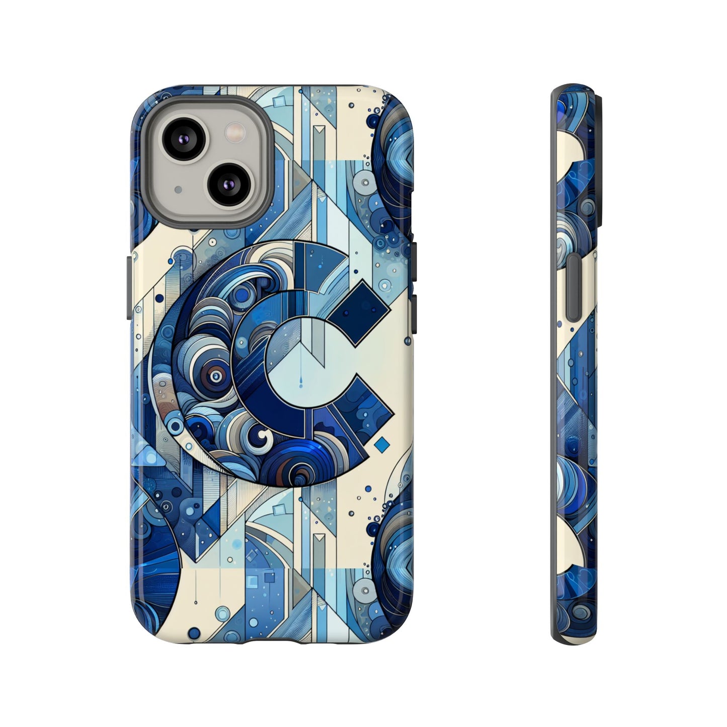 blue alphabet c phone case for smartphone protection with 3d wrap design, shock absorption, uv protection, durable silicone material, suitable for tech enthusiasts and individuality seekers