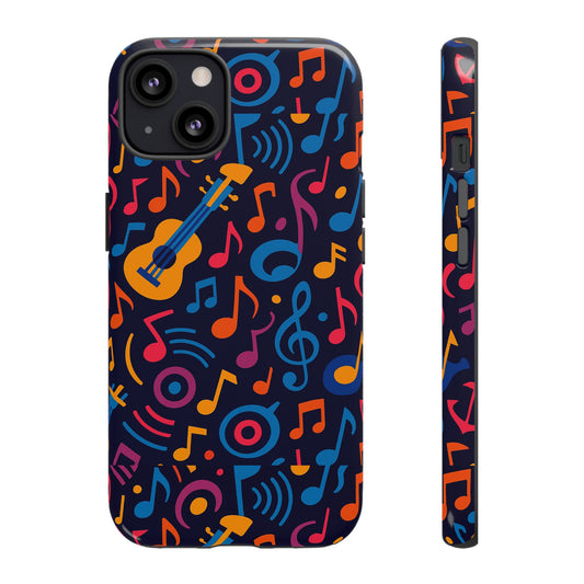 Vibrant 3D Music Design Protective Phone Case for Music Lovers Stylish Accessory Compatible with iPhone 13, 14, 15 & 16 – all models including Pro, Pro Max & Plus