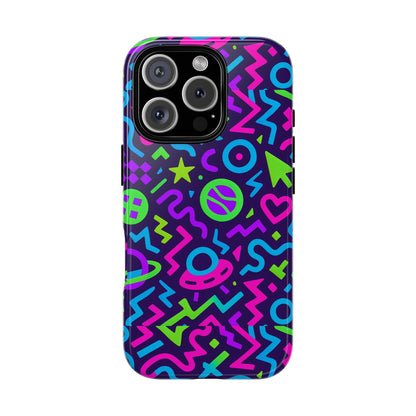 Vibrant Y2K Abstract Protective Phone Case with 3D Wrap Design for Bold Aesthetic Compatible with iPhone 13, 14, 15 & 16 – all models including Pro, Pro Max & Plus