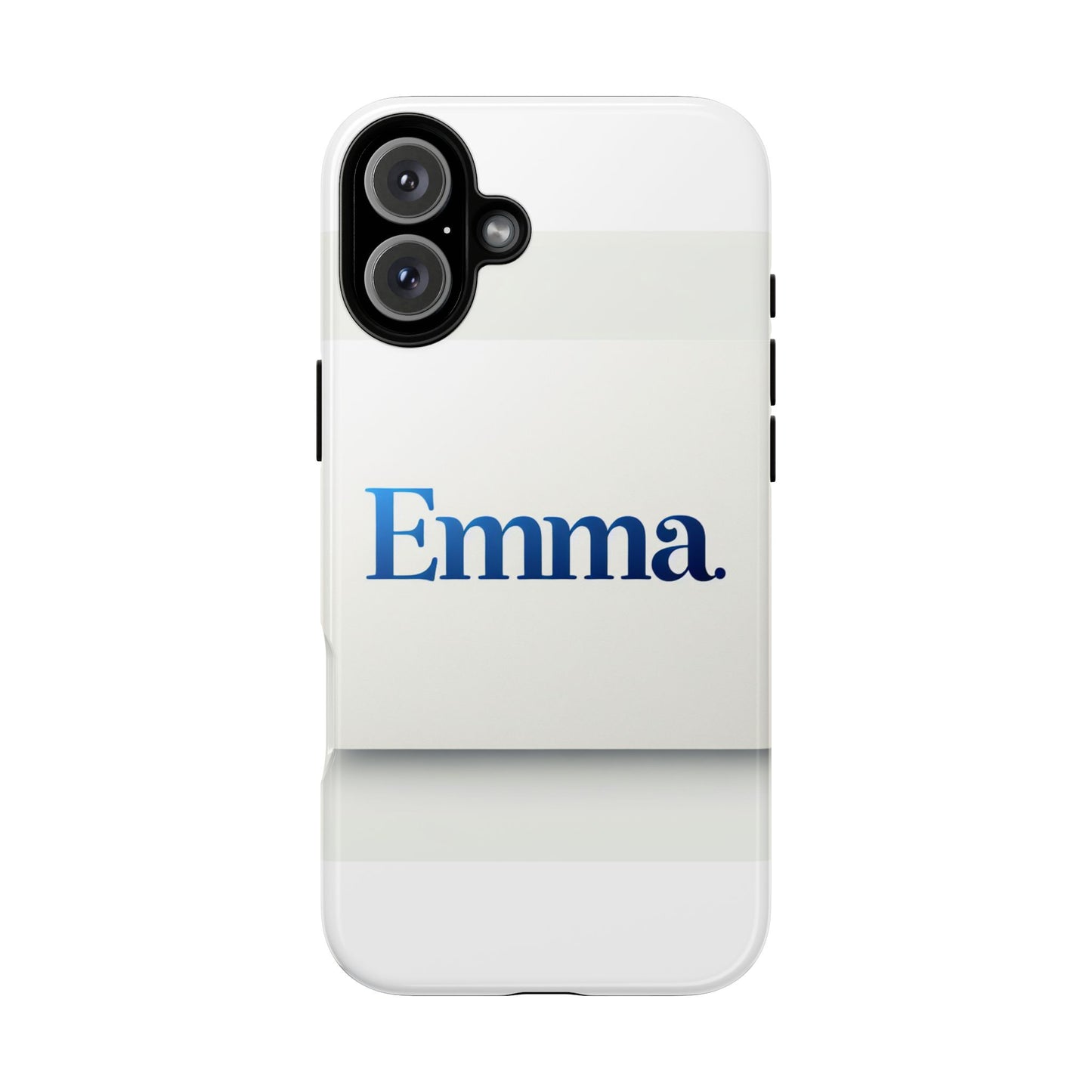 elegant personalised protective phone case in white with blue typography for stylish individuals compatible with iphone 13, 14, 15 & 16 – all models including pro, pro max & plus