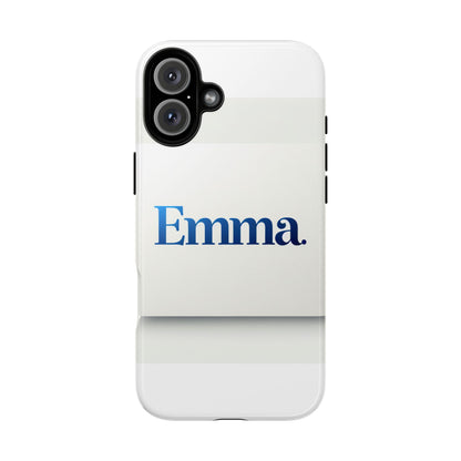 Elegant Personalised Protective Phone Case in White with Blue Typography for Stylish Individuals Compatible with iPhone 13, 14, 15 & 16 – All Models Including Pro, Pro Max & Plus