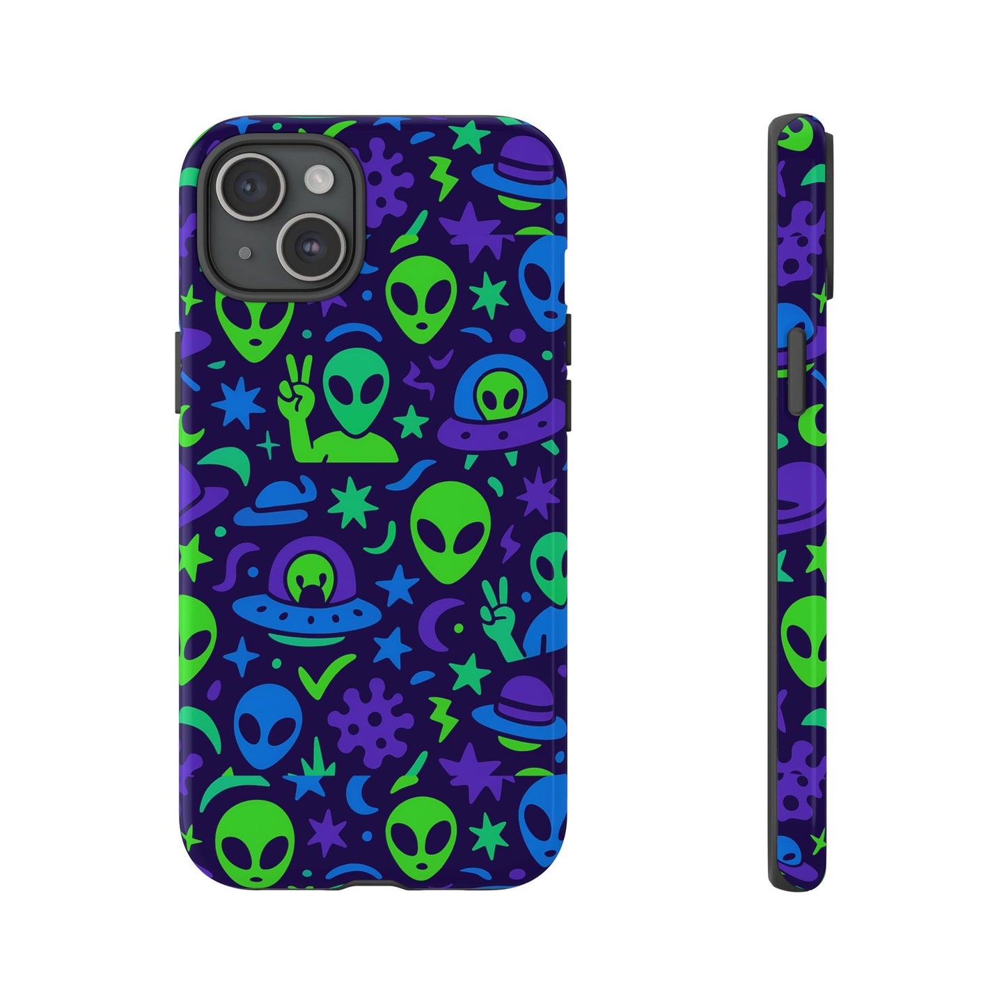 multicolour alien 3d wrap protective phone case, playful anime design for unisex self-expression, stylish protection, compatible with iphone 13, 14, 15 & 16 – all models including pro, pro max & plus