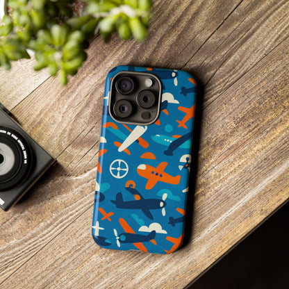 Vibrant 3D Airplane Print Phone Case in Blue – Fun Retro Design for Stylish Protection – Compatible with iPhone 13, 14, 15 & 16 – all models including Pro, Pro Max & Plus