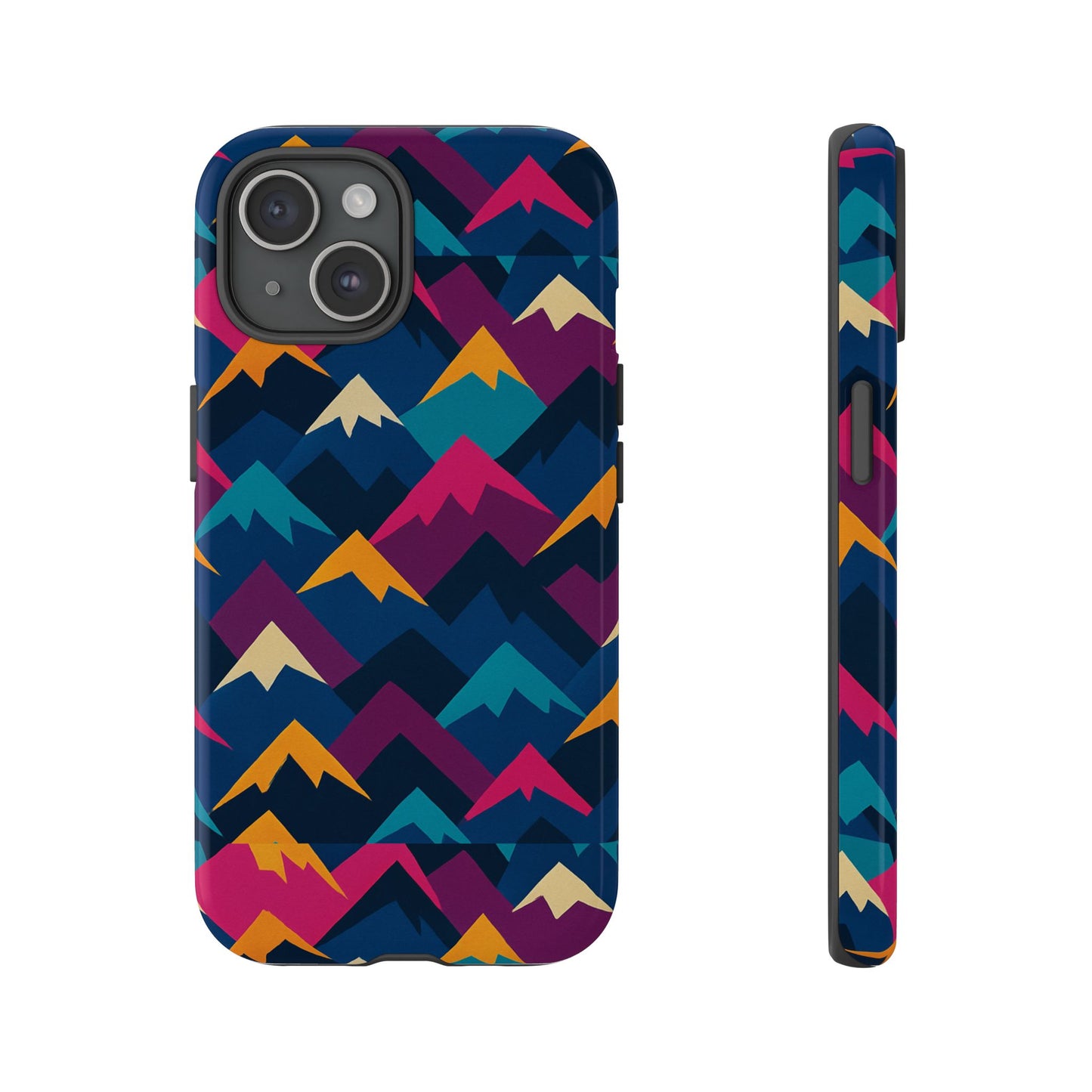 multicolour mountain geometric protective phone case – stylish accessory for unique self-expression compatible with iphone 13, 14, 15 & 16 – all models including pro, pro max & plus