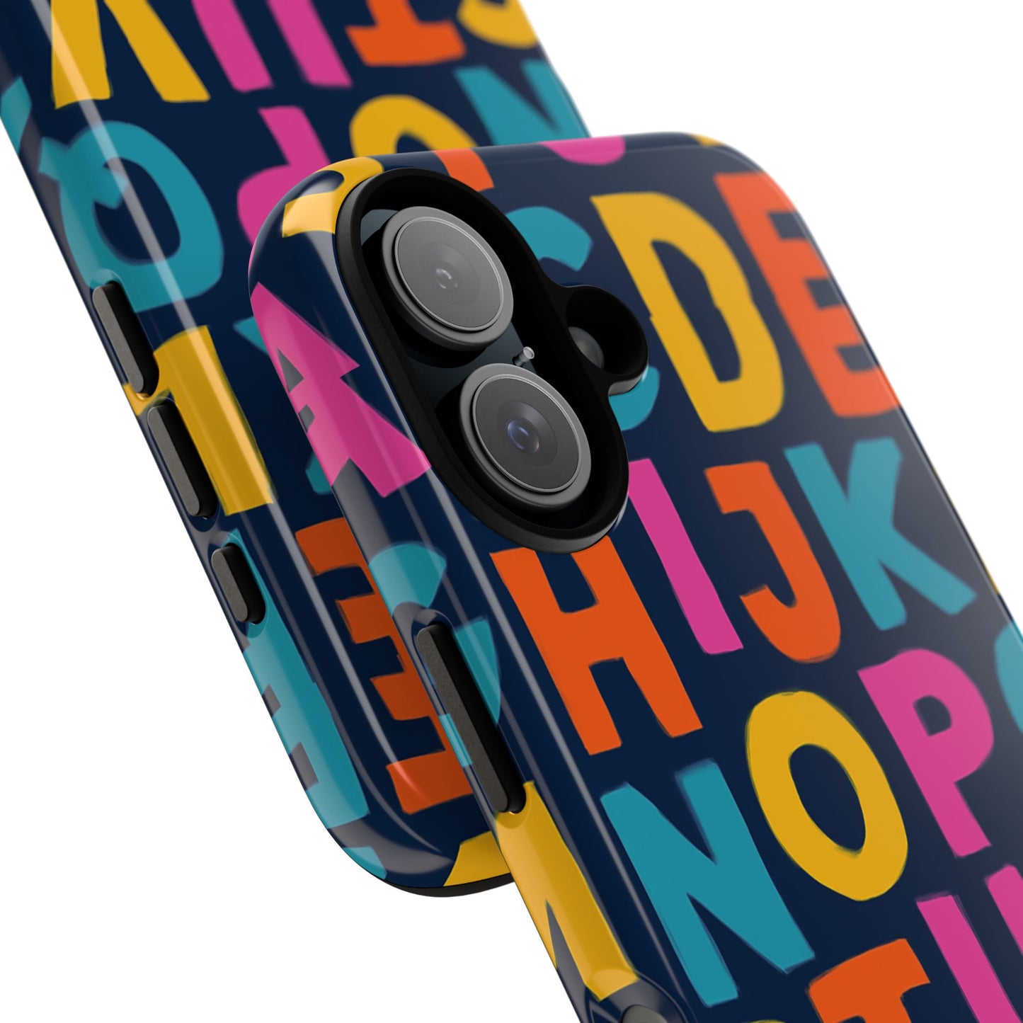 multicolour alphabet 3d wrap protective phone case for unique style and playful expression compatible with iphone 13, 14, 15 & 16 – all models including pro, pro max & plus