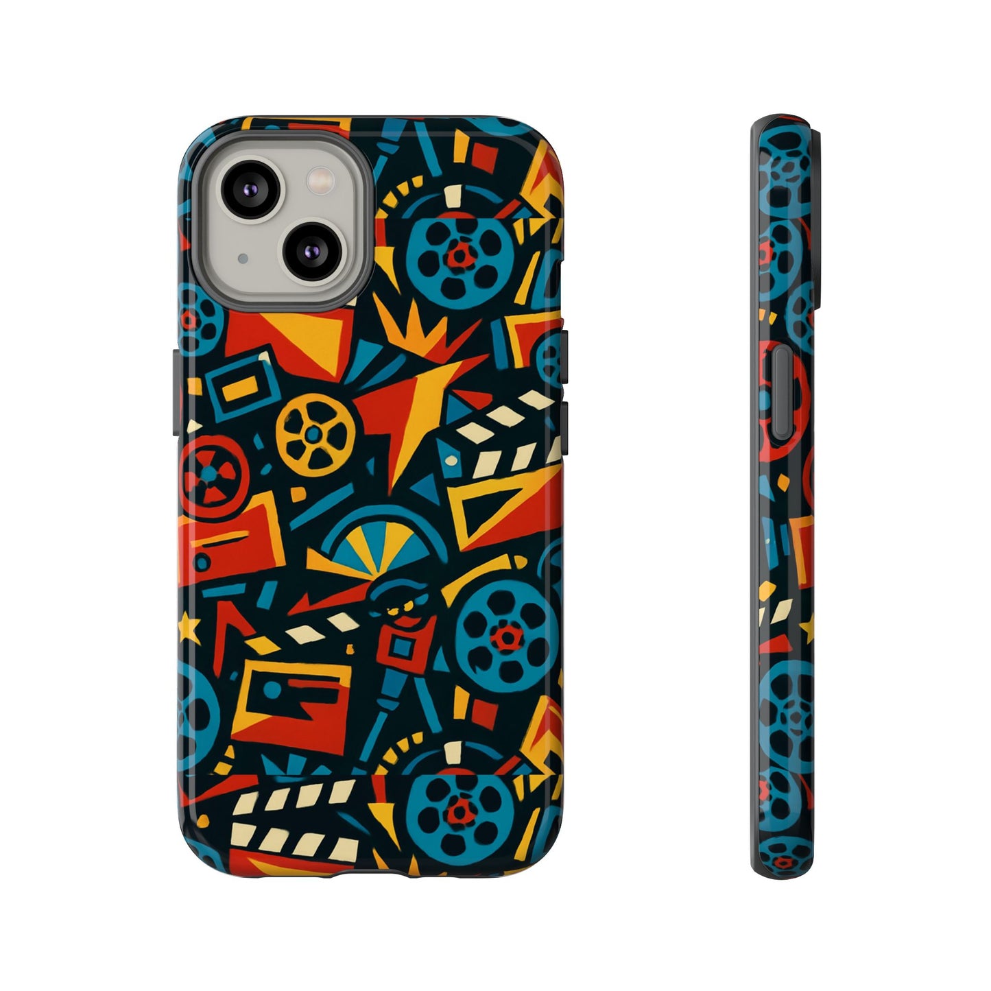 vibrant retro movie-inspired protective phone case with 3d design for stylish protection compatible with iphone 13, 14, 15 & 16 – all models including pro, pro max & plus