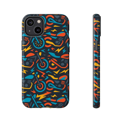 Multicolour 3D Wrap Phone Case with Fun Motorcycle Design, Stylish Protective Accessory for Men and Women, Compatible with iPhone 13, 14, 15 & 16 – all models including Pro, Pro Max & Plus