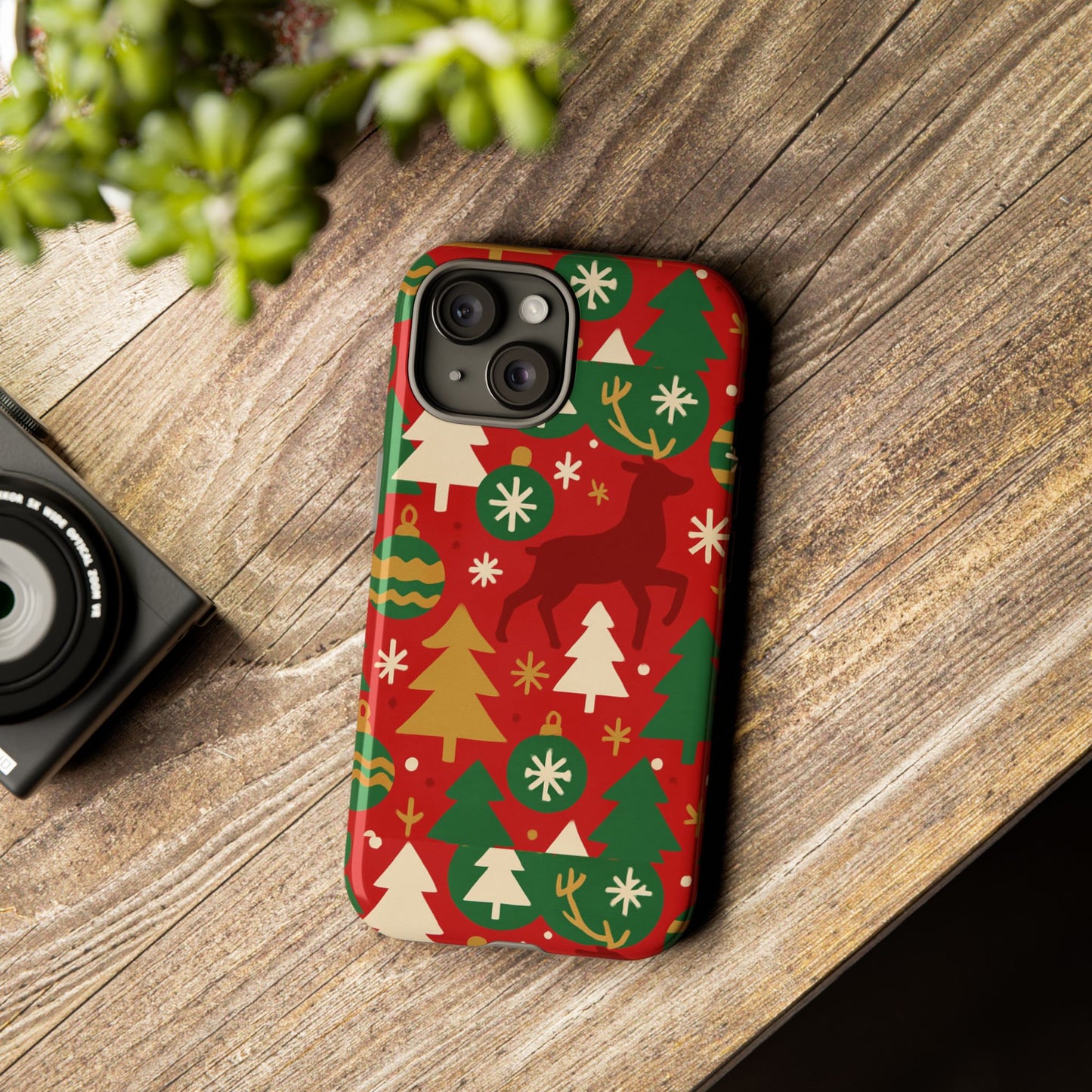 vibrant red christmas phone case with festive 3d design for stylish protection compatible with iphone 13, 14, 15 & 16 – all models including pro, pro max & plus