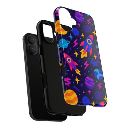 Vibrant 3D Wrap Protective Phone Case with Playful Space Theme for Stylish Self-Expression Compatible with iPhone 13, 14, 15 & 16 – all models including Pro, Pro Max & Plus
