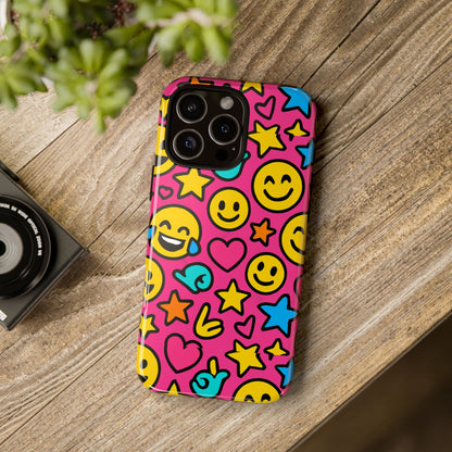 Vibrant Pink Emoji Phone Case with 3D Wrap Design for Stylish Protection Compatible with iPhone 13, 14, 15 & 16 – All Models Including Pro, Pro Max & Plus