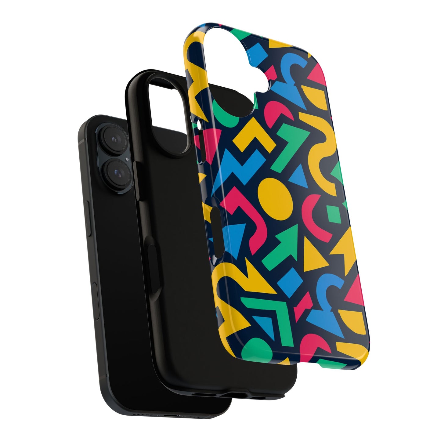 vibrant 3d geometric print phone case for men and women – stylish protection with multicolour design, compatible with iphone 13, 14, 15 & 16 – all models including pro, pro max & plus