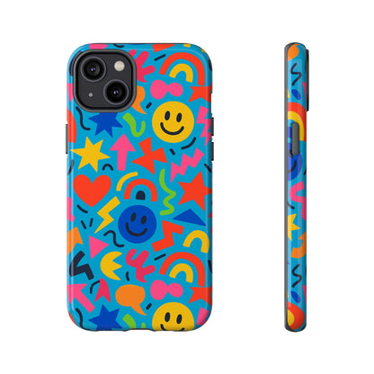 Multicolour 3D Wrap Protective Phone Case for Kids and Teens with Fun Geometric Design – Stylish Protection Compatible with iPhone 13, 14, 15 & 16 – all models including Pro, Pro Max & Plus