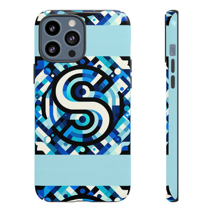 Letter Blue Alphabet S Phone Case with 3D Wrap Design for Stylish Protection and Unique Retro Anime Comic Style