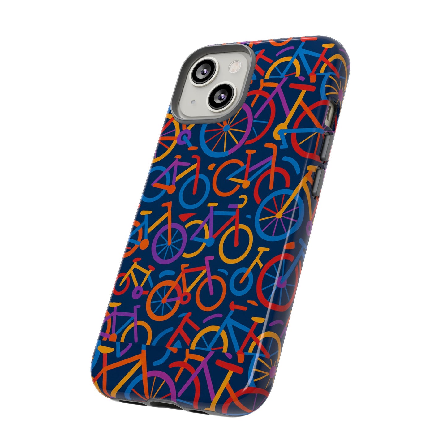multicolour 3d bicycle pattern protective phone case stylish design for creative individuals compatible with iphone 13, 14, 15 & 16 – all models including pro, pro max & plus