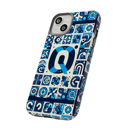 Blue Alphabet Letter Q Phone Case with 3D Wrap Protective Cover for Smartphones Kids and Adults Stylish Silicone Shock Absorption Durable Design