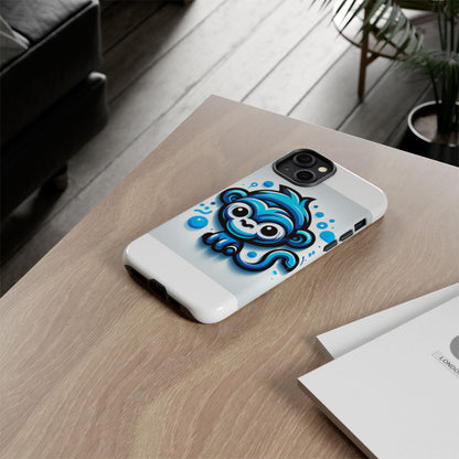 Vibrant 3D Wrap Protective Phone Case with Fun Blue Monkey Design – Stylish Accessory for Men and Women – Compatible with iPhone 13, 14, 15 & 16 – All Models Including Pro, Pro Max & Plus