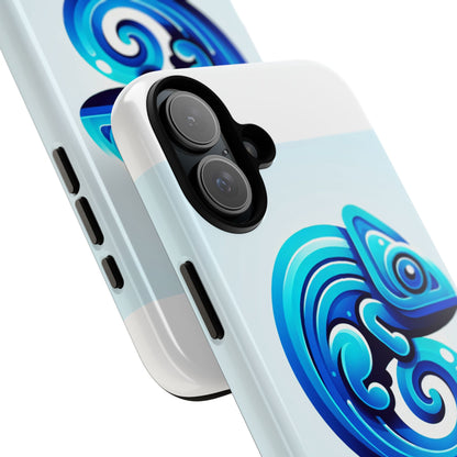 Vibrant 3D Chameleon Phone Case in Blue Retro Design for Stylish Protection – Compatible with iPhone 13, 14, 15 & 16 – all models including Pro, Pro Max & Plus