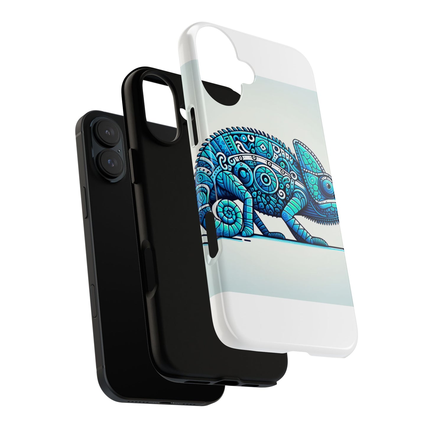 vibrant 3d chameleon print glossy phone case for eye-catching protection compatible with iphone 13, 14, 15 & 16 – all models including pro, pro max & plus