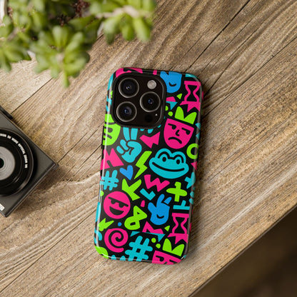 Vibrant Emoji Pattern Protective Phone Case Colourful 3D Design Stylish Protection for Unisex Smartphones Compatible with iPhone 13, 14, 15 & 16 – all models including Pro, Pro Max & Plus