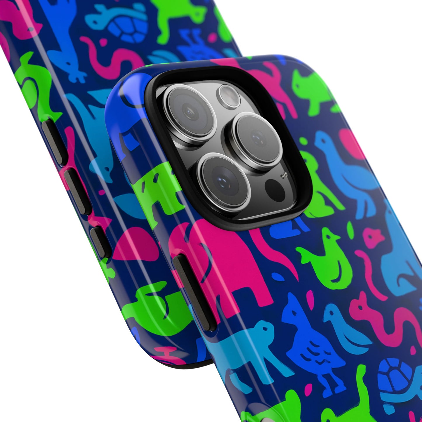 vibrant animal print phone case with 3d design for stylish protection compatible with iphone 13, 14, 15 & 16 – all models including pro, pro max & plus