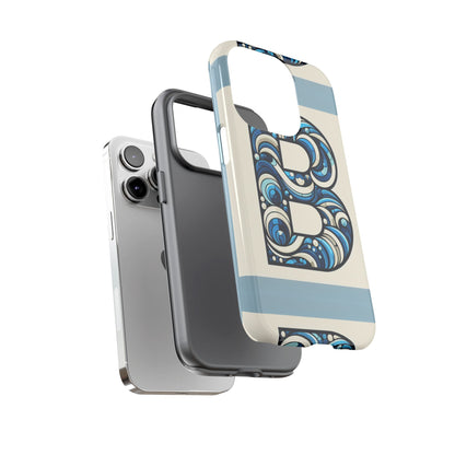 Blue Alphabet Letter B Phone Case with 3D Wrap and Shock Protection for Kids and Teens Durable TPU Cover with Vibrant Design