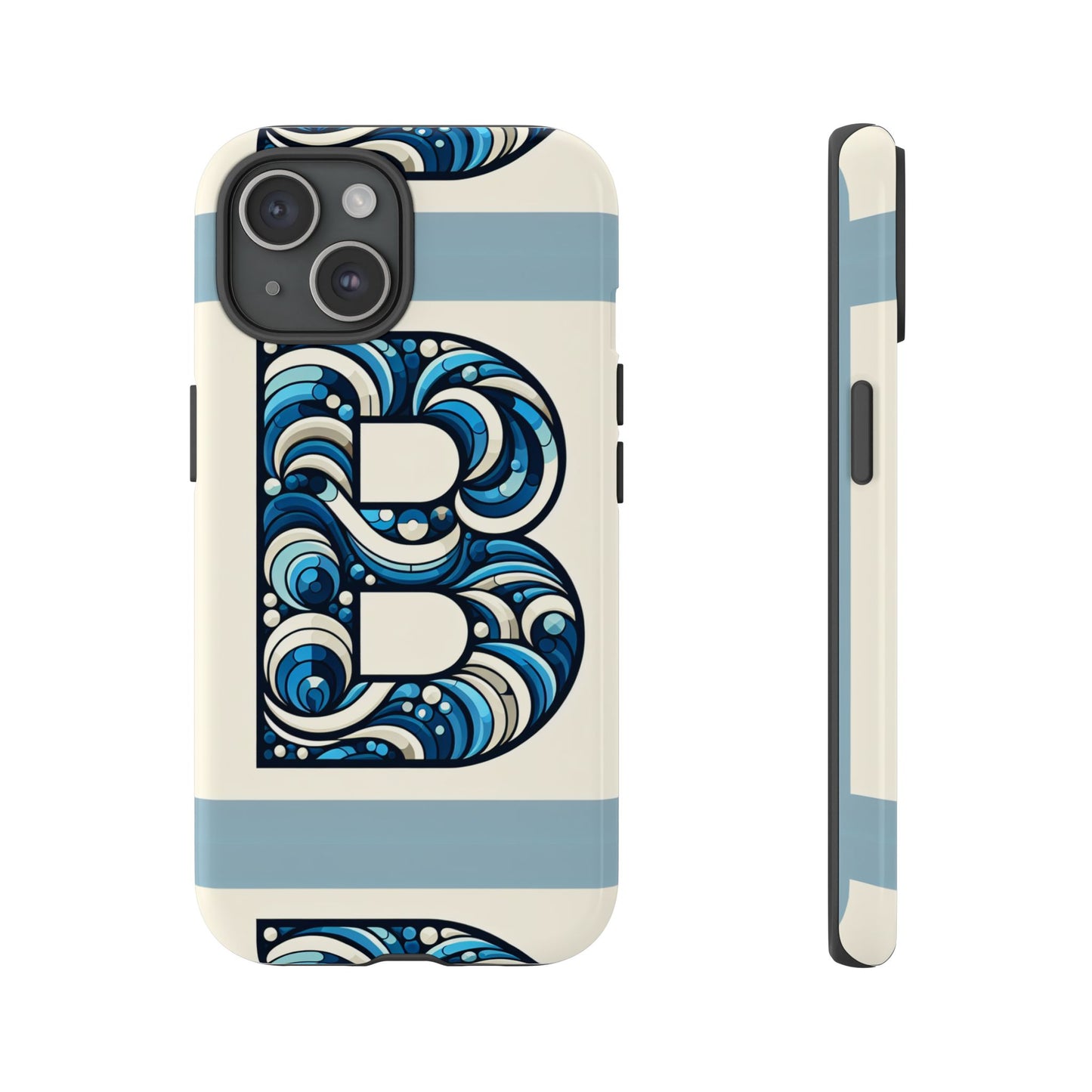 blue alphabet letter b phone case with 3d wrap and shock protection for kids and teens durable tpu cover with vibrant design