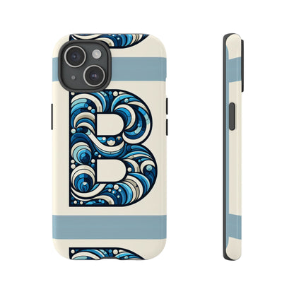 Blue Alphabet Letter B Phone Case with 3D Wrap and Shock Protection for Kids and Teens Durable TPU Cover with Vibrant Design