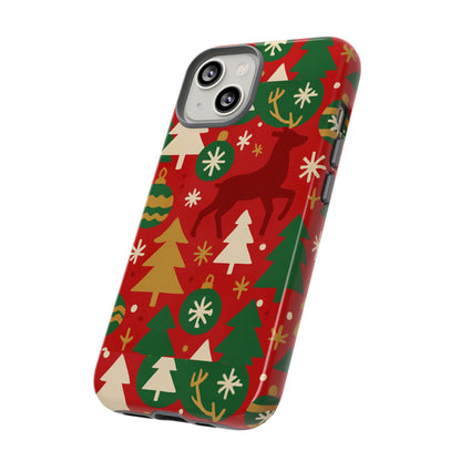 Vibrant Red Christmas Phone Case with Festive 3D Design for Stylish Protection Compatible with iPhone 13, 14, 15 & 16 – all models including Pro, Pro Max & Plus