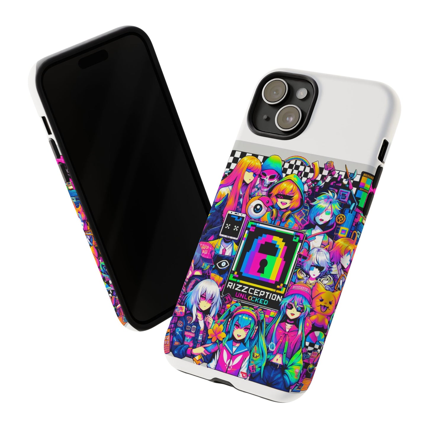 rizzception unlocked 3d wrap protective phone case for anime lovers, durable silicone liner, uv protected, stylish accessories for smartphones